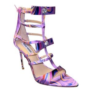 Steve Madden Womens 8.5 Sinclair Pink Tie Dye 4" Stiletto Strappy Sandals